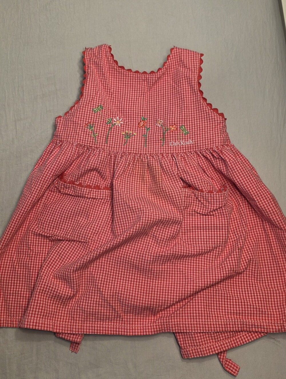 1990s Vtg OshKosh Gingham Red Dress